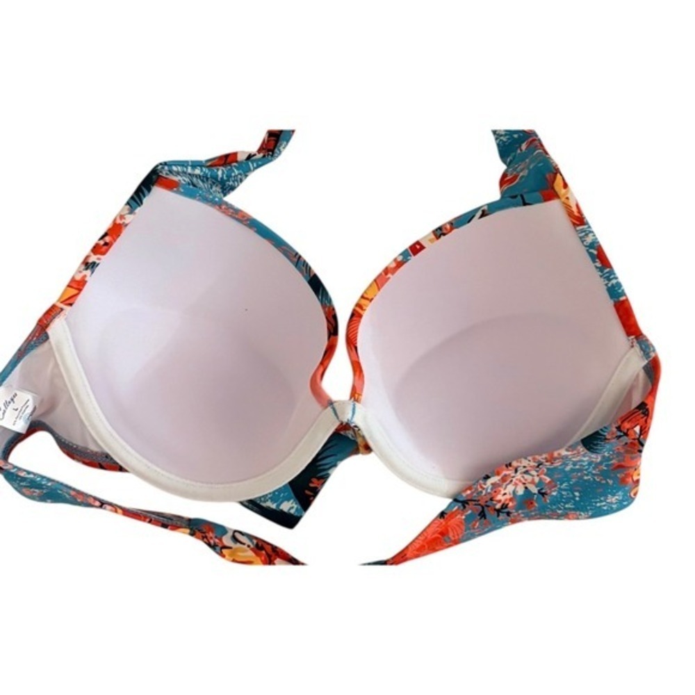 NEW Colloyes XL Tropical Floral Print Halter Tie Front Bikini Swimsuit Set - Picture 7 of 10